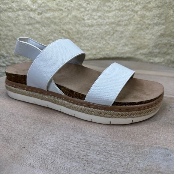 Madden Girl Lenna Womens Size 8 Sandals White Cushioned Strappy Slingback Shoes - Picture 6 of 11